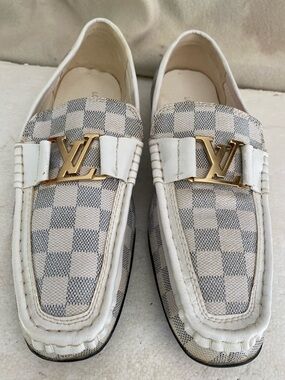 Louis Vuitton Men’s White and Gray  Loafers Size 11-Style 239-2-45.